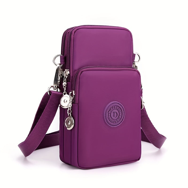 Stylish Crossbody Phone Bag for Women - Spacious Nylon Exterior, Soft Leather Lining, Secure Zipper Closure, and Perfect for Travel, Daily Commutes, and Everyday Use
