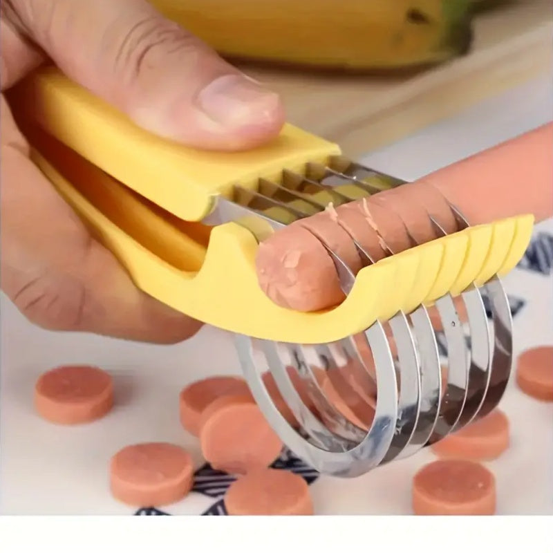 1pc Stainless Steel Banana & Cucumber Slicer - Food-Safe, Easy to Use, Ideal for BBQs & Outdoor Cooking, Kitchen Gadget, Outdoor Kitchenware, Essential Tool for Camping and Dinin