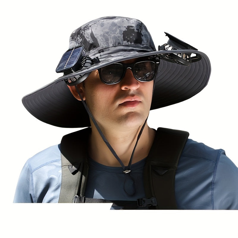 Outdoor Solar Multifan Fan Hat. In-Ward Detachable Dual Fan. Adjustable Three Wind Speed with USB Charging Interface. Suitable for Outdoor Leisure Fishing Hat. Fisherman Hat. Sunscreen Hat. Outdoor Sunshade Hat. Hiking Hat.