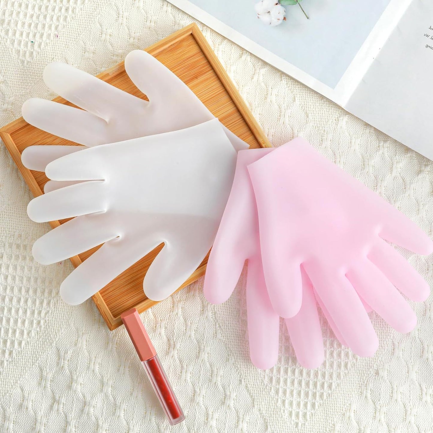 1 Pair Silicone Moisturizing Gloves, Soft Silicone Hand Care Gloves, Hydrating Aloe Vera Lotion, Exfoliating Hand Tools for Dry, Cracked, and Aging Hands, Suitable for All Sizes, Reusable