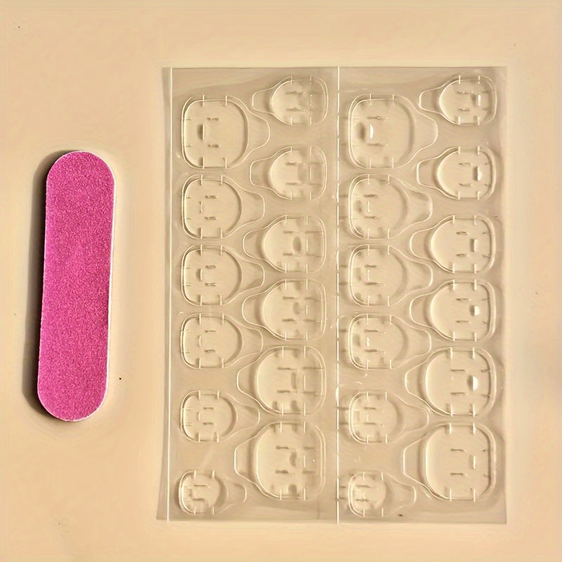 24pcs of Pink Bow Sweet And Cute Push-On False Nails, One Jelly Glue And One Nail File