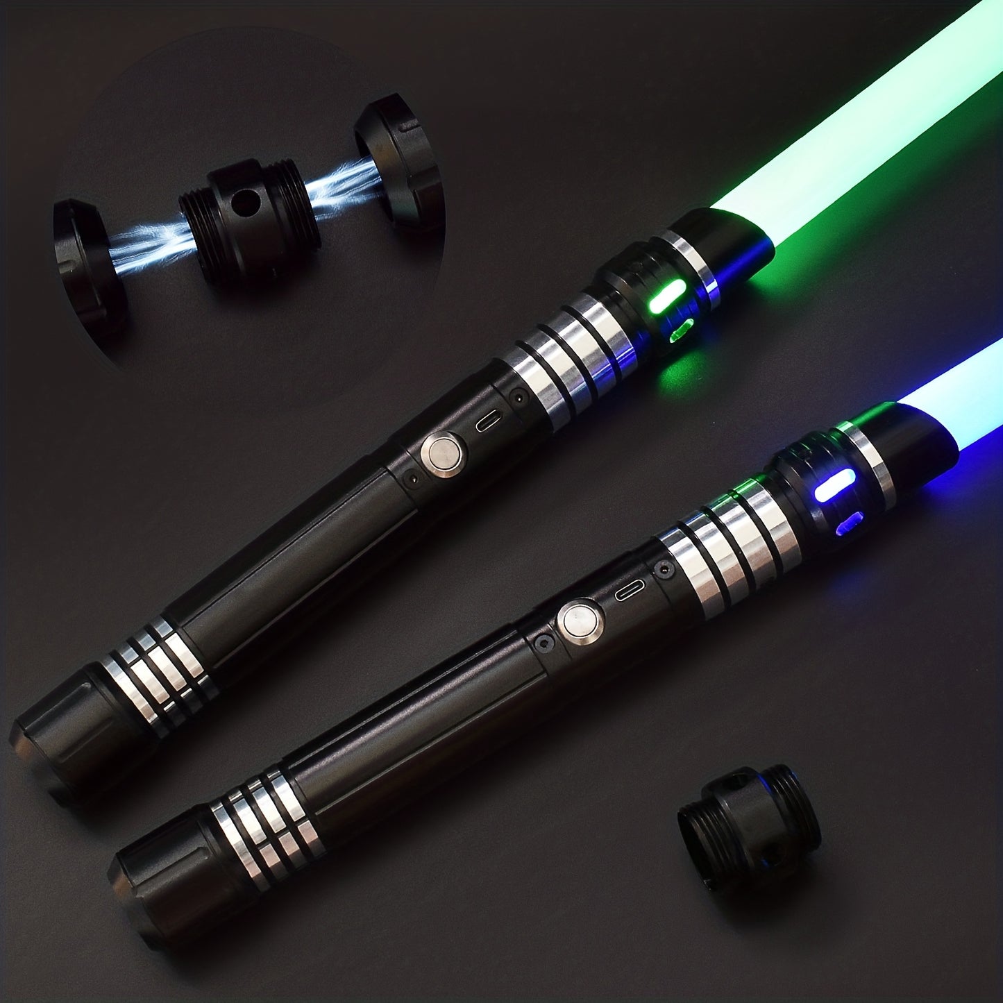 Upgraded Version of 7 Colors Metal Handle Light Sword, Rechargeable Battery, 2-In-1 with 3 Sound Effects, Cosuly Character Performance Props Suitable for Christmas And Halloween 1/2 Pack
