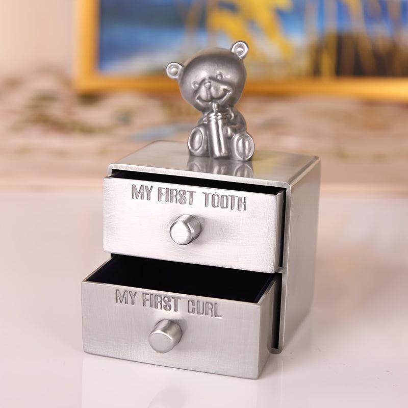 A Mini Golden Tooth Box For Advanced Birth Hair Box Creative European Doll Teeth Birth Hair Collection Box The First Volume Of Hair And The First Tooth Souvenir Box Golden Carved Cute Shaped Silvery Tooth Collection Storage