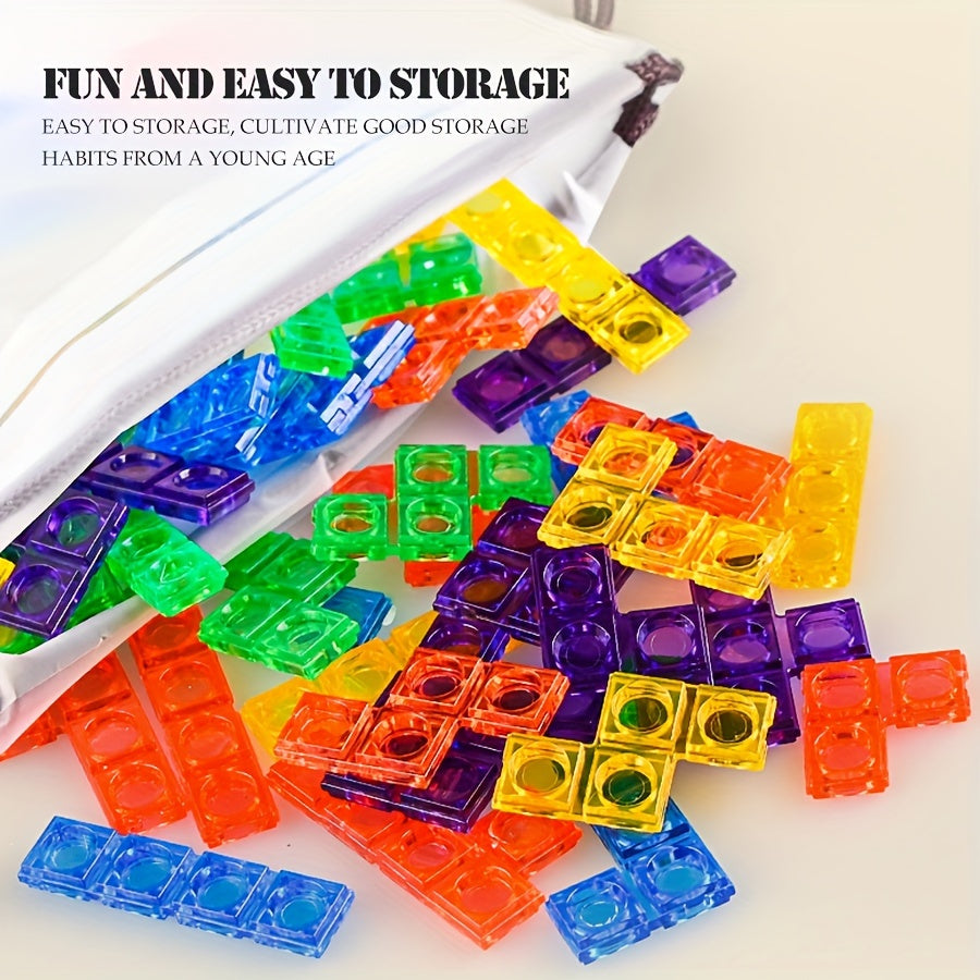 [Creative DIY Brain Teaser] 3D Mixed Color ABS Construction Toys - Creative DIY Stackable Brain Teaser Game Set - Educational Gift for Ages 8+