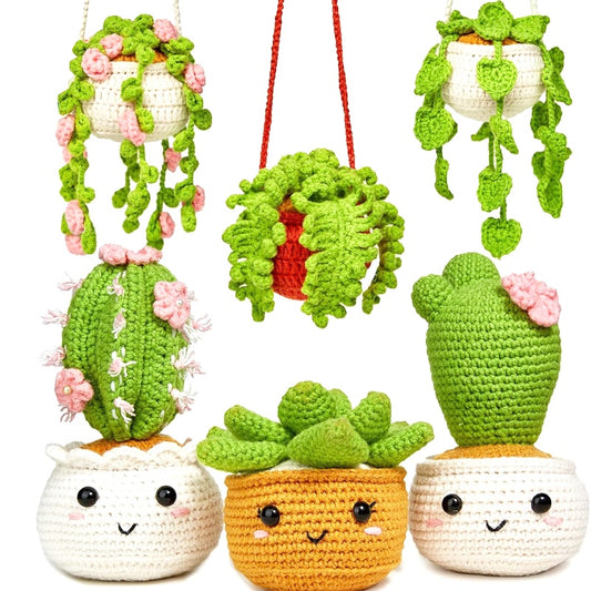 6pcs DIY Handcraft Set Beginner Crochet Kit with Yarn, Instructions, Video Tutorial for Adults - Perfect for Halloween & Christmas Gifts