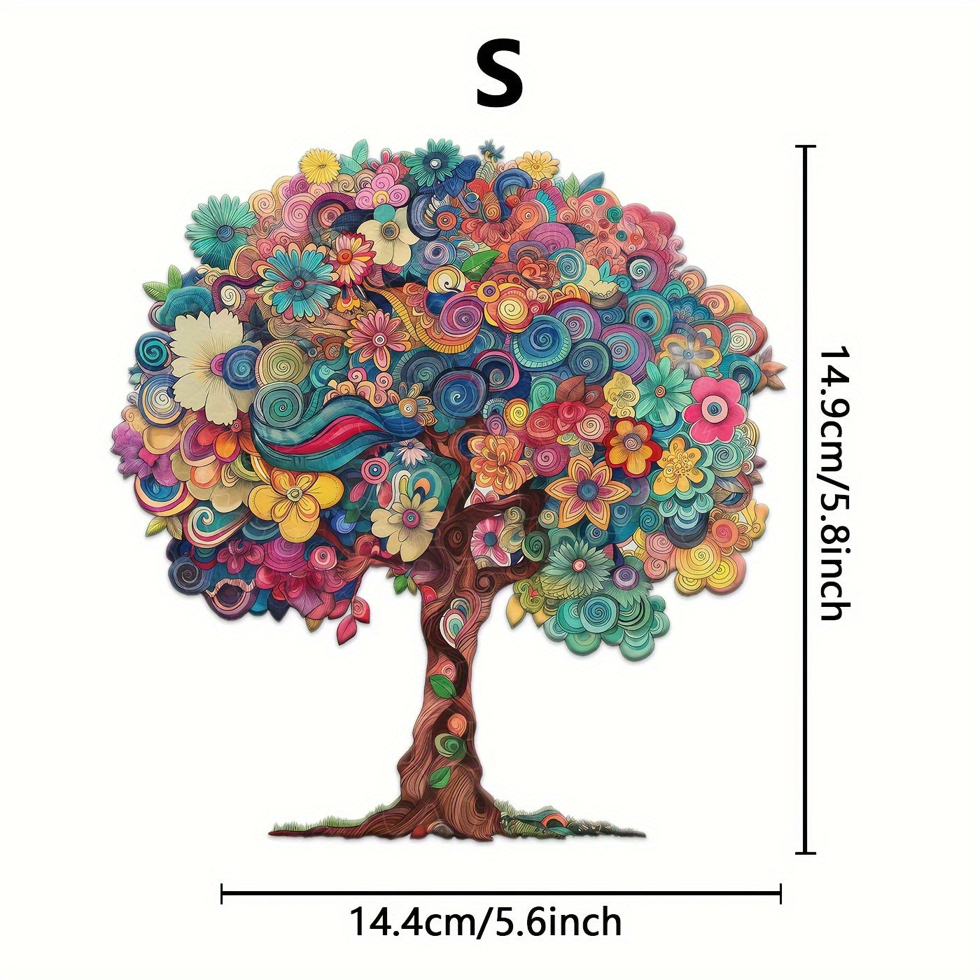 Wooden Jigsaw Puzzle for Adults - Floral Tree of Life with Irregular Animal-Shaped Pieces, Vibrant Artwork, Challenging Brain Teaser & Unique Gift for Focus & Creativity, Decorative Art Painting, Creative Focus Exercise | Intricate Craftsmanship, Wooden P