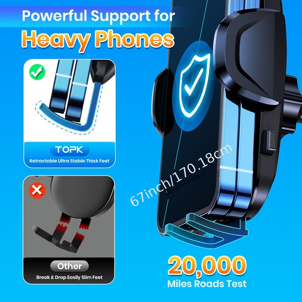 TOPK Car Phone Holder Mount, Car Mount with Hook Clip for Car Air Vent 360° Rotation Phone Mount Compatible with iPhone Samsung Android Cell Phone