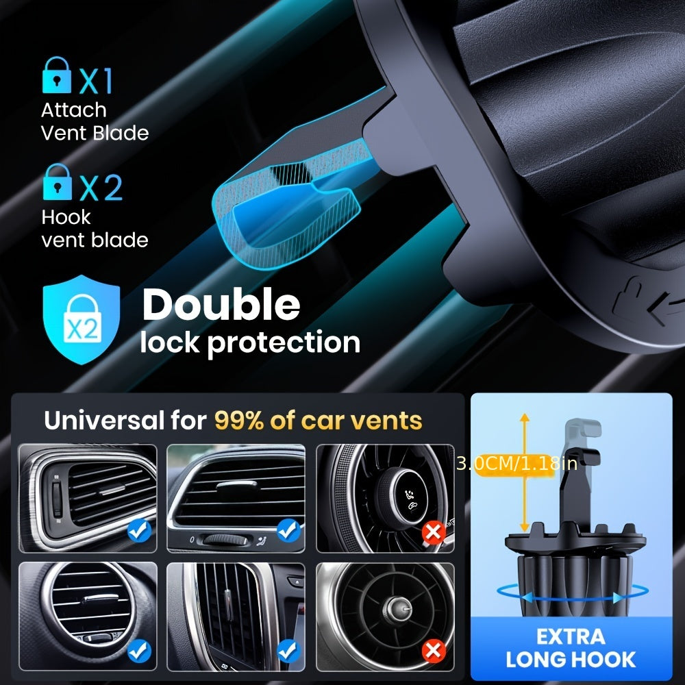 TOPK Car Phone Holder Mount, Car Mount with Hook Clip for Car Air Vent 360° Rotation Phone Mount Compatible with iPhone Samsung Android Cell Phone