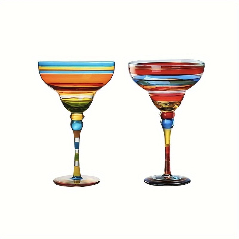 Painted Margarita Glasses, Creative Hand-Painted Cocktail Glasses, Alicia's Home Wedding Celebration Goblet