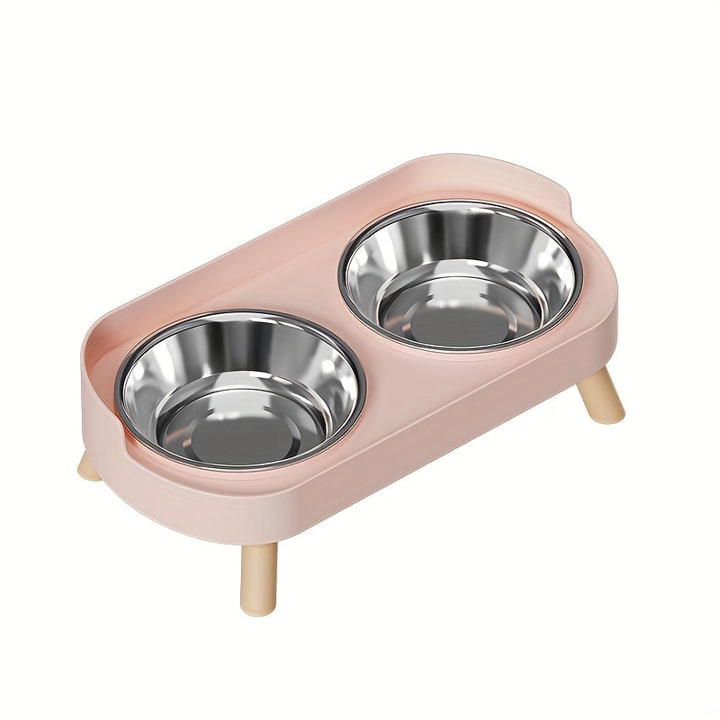 [Elevated Feeder] Elevated Double Bowl Feeder | Featuring Water And Feeding Integration Design, Available in Plastic, Stainless Steel, And Ceramic in Various Colors, Perfect for Cats And Dogs