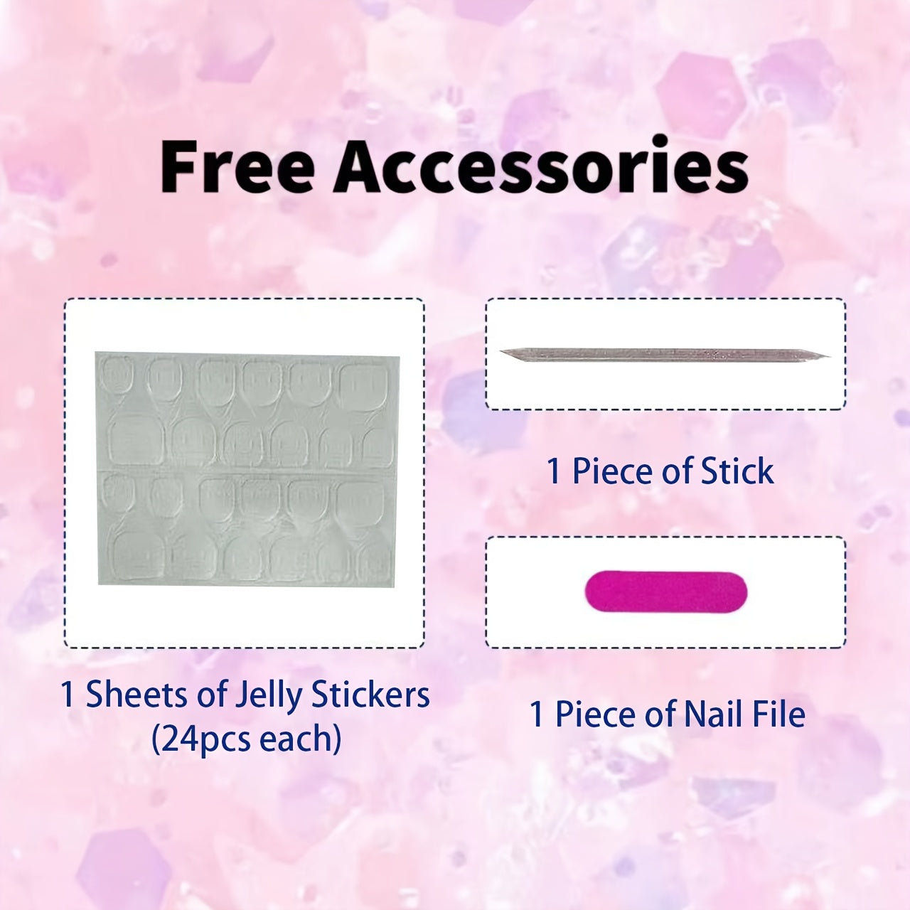 [Cute Handmade Nails] 10pcs Handmade Cartoon Nails | Cute Bow Bear Star Twinkling Nail Art, Wear Nails with 1 Jelly Sticker + 1 Sticker + 1 Nail File - No Glue