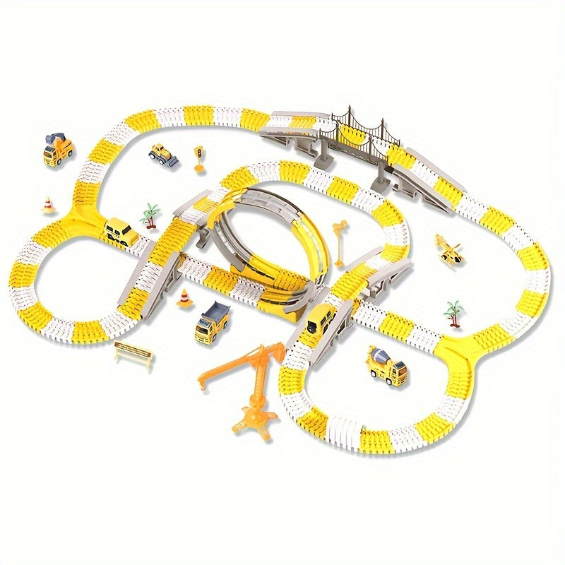 [STEM DIY Train Set] STEM Educational Battery-Powered DIY Construction Vehicle Train Set | Plastic Building Kit with Electric Track | for Ages 3-6, Ideal Christmas and Thanksgiving Gifts