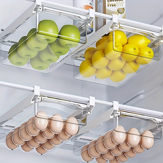 Transparent Kitchen Storage, 1pc/2pcs Refrigerator Hanging Drawer, Vegetable and Fruit Preservation Freezer Box