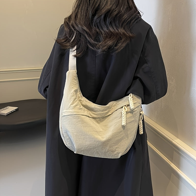 [Chic Crossbody Bag] Durable & Lightweight Crossbody Bag | Chic Nylon Solid Colors, Multiple Pockets, Adjustable Strap, Suitable for Outdoor Activities, Commute, And School