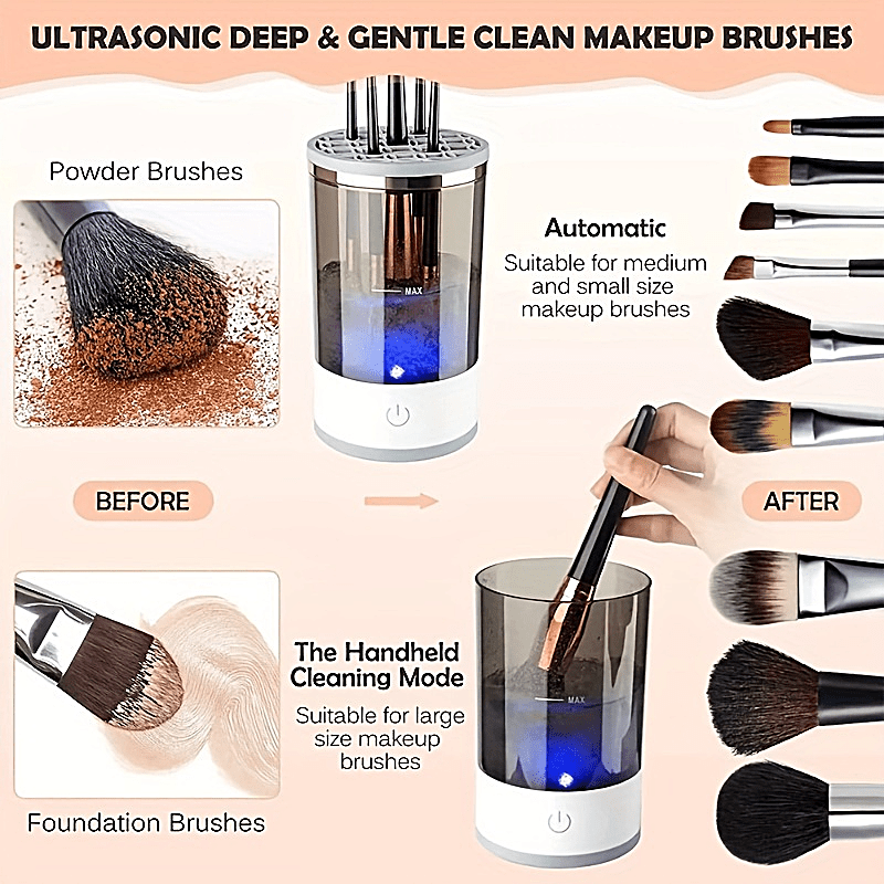 1pc Portable Electric Makeup Brush Cleaner Machine Automatic Spinner With USB Charging Quick Dry Cosmetic Brush Cleaning Tool