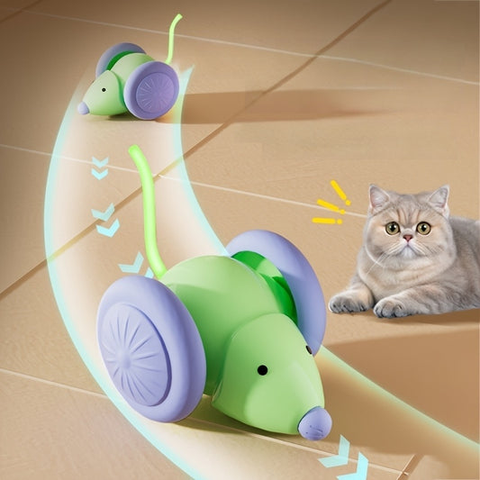 Automatic Cat Toy, Moving Rat with LED Tail, USB Rechargeable, Battery Free - Stimulate Hunting Instinct, Indoor Self-Play, Interactive Exercise Toy, Long Lasting (1 Pack)
