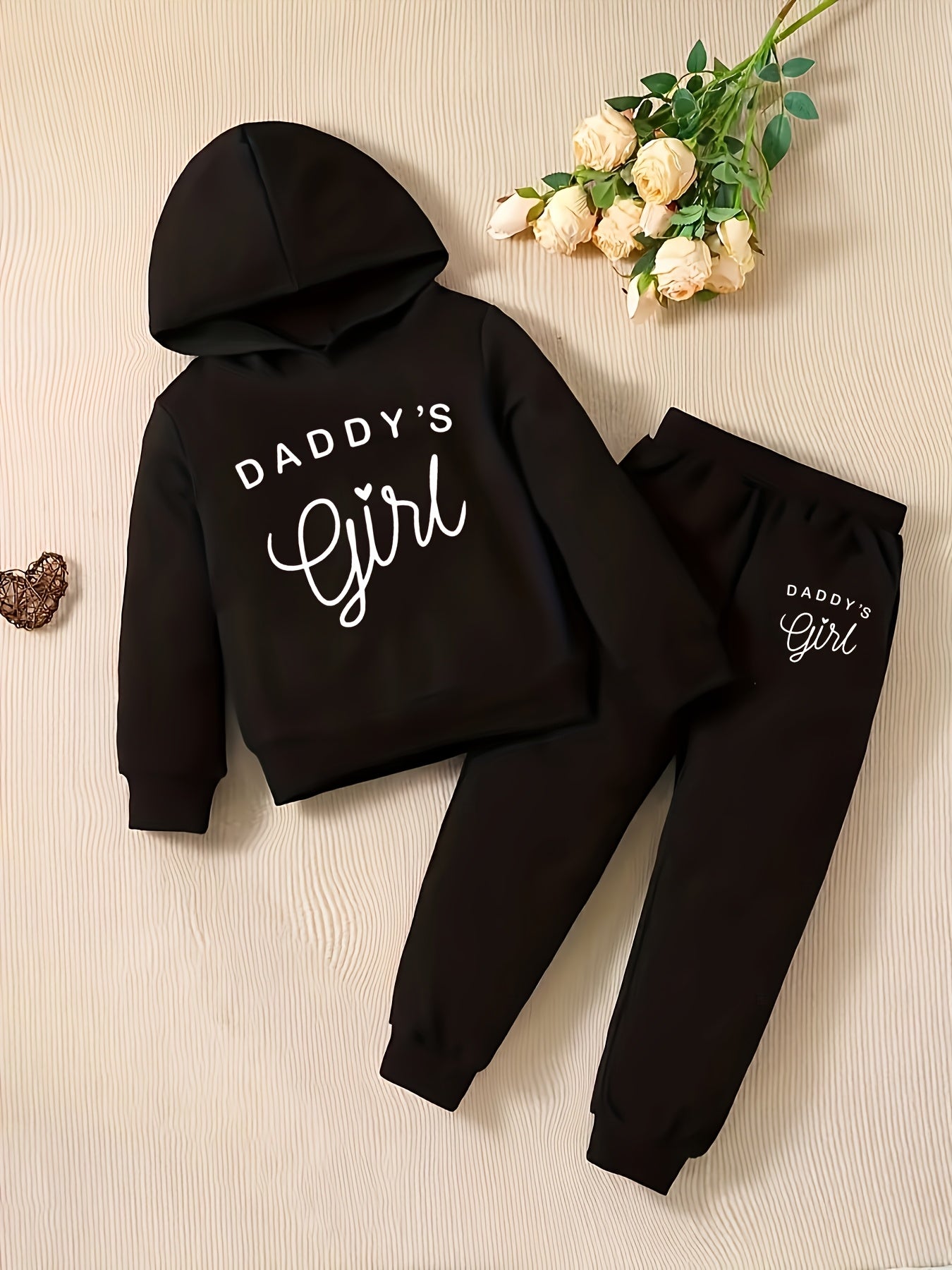 Baby Girl'S DADDY'S GIRL Letter Pattern Hoodie And Casual Long Pants Spring And Autumn Sports Outfit, for Outdoor