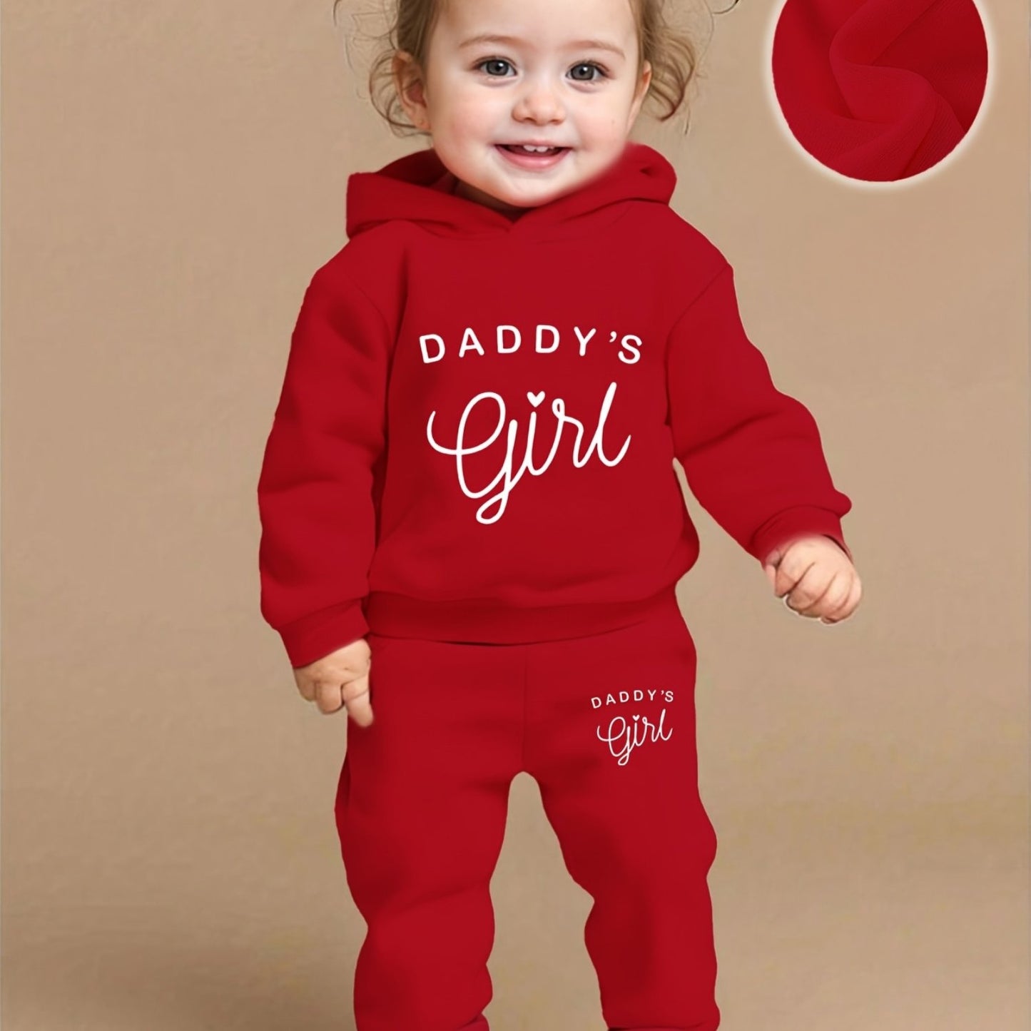 Baby Girl'S DADDY'S GIRL Letter Pattern Hoodie And Casual Long Pants Spring And Autumn Sports Outfit, for Outdoor