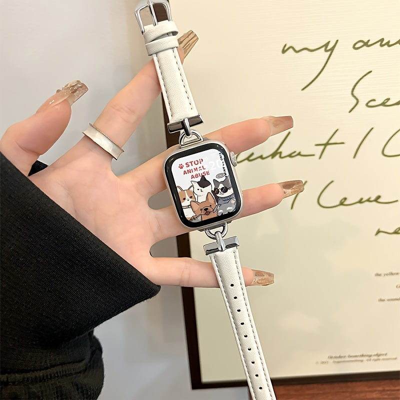 [For Apple Watch Synthetic Leather] Synthetic Leather Smartwatch Band for Apple Watch Series SE, 8, 7, 6, 5, 4, 3, Ultra - Fashionable D-Buckle Design, High-End Niche Creative Replacement Strap