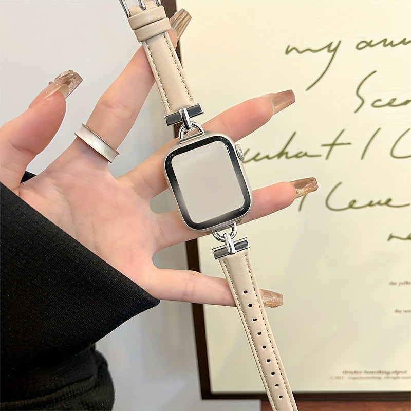[For Apple Watch Synthetic Leather] Synthetic Leather Smartwatch Band for Apple Watch Series SE, 8, 7, 6, 5, 4, 3, Ultra - Fashionable D-Buckle Design, High-End Niche Creative Replacement Strap