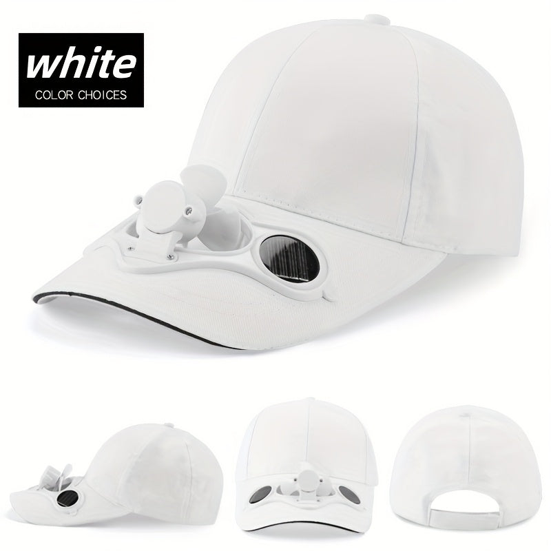 [Solar Powered] Solar-Powered Fan Baseball Cap | Black, Breathable & Comfortable | Summer Hat with Integrated Fan | Outdoor Sports & Travel | Durable Headgear | Without Battery