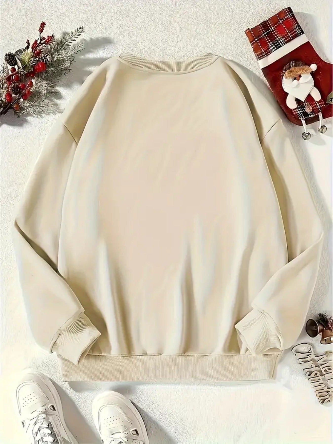 1pc Graphic Print Oversized Sweatshirt - Women'S Casual Long Sleeve Fleece-Lined Crew Neck Pullover, Soft & Cozy, Maroon with Pink & White Design, Perfect for Fall/Winter, Oversized Sweatshirt
