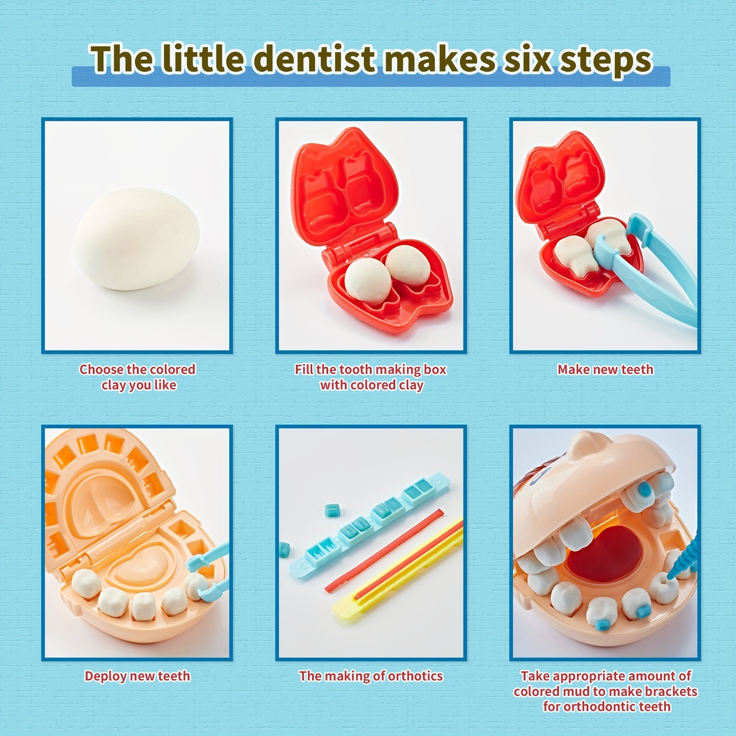 [Educational Dentist Playset] Educational Dentist Playset Modeling Clay Accessories Set for Youngsters, 3 years old, with Various Plastic Molds and Tools, Perfect for Winter, New Year