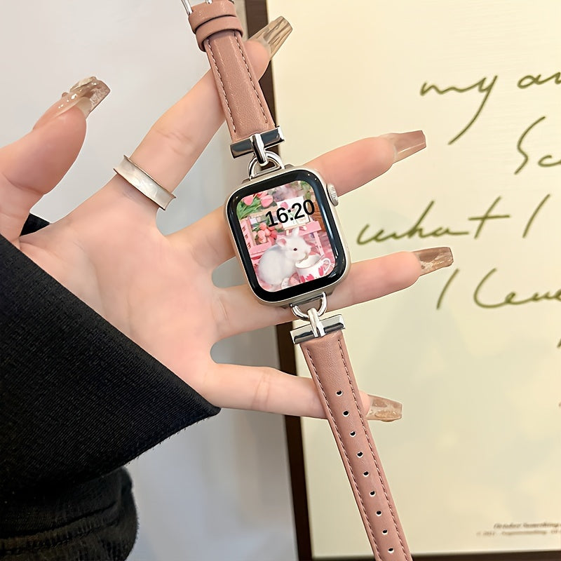 [For Apple Watch Synthetic Leather] Synthetic Leather Smartwatch Band for Apple Watch Series SE, 8, 7, 6, 5, 4, 3, Ultra - Fashionable D-Buckle Design, High-End Niche Creative Replacement Strap