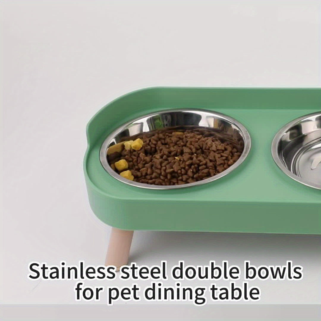 [Elevated Feeder] Elevated Double Bowl Feeder | Featuring Water And Feeding Integration Design, Available in Plastic, Stainless Steel, And Ceramic in Various Colors, Perfect for Cats And Dogs