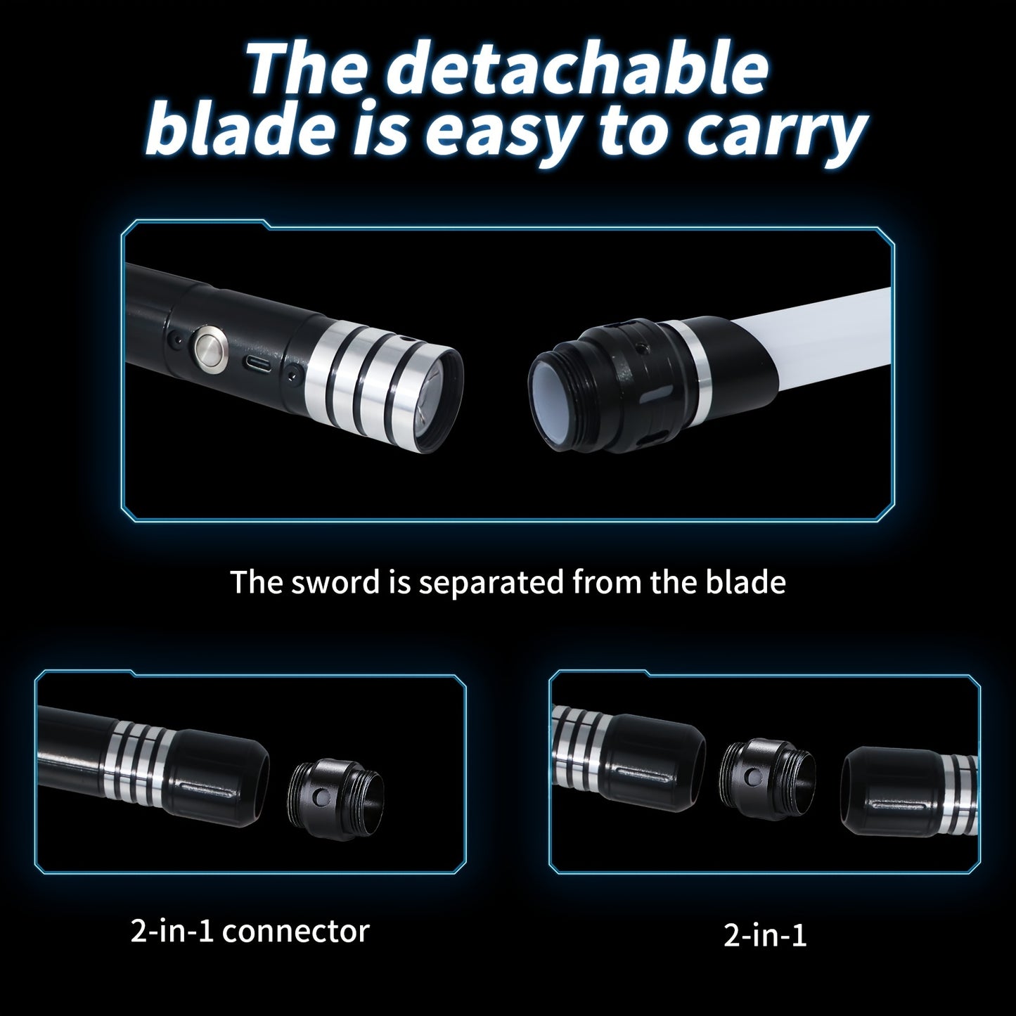 Upgraded Version of 7 Colors Metal Handle Light Sword, Rechargeable Battery, 2-In-1 with 3 Sound Effects, Cosuly Character Performance Props Suitable for Christmas And Halloween 1/2 Pack