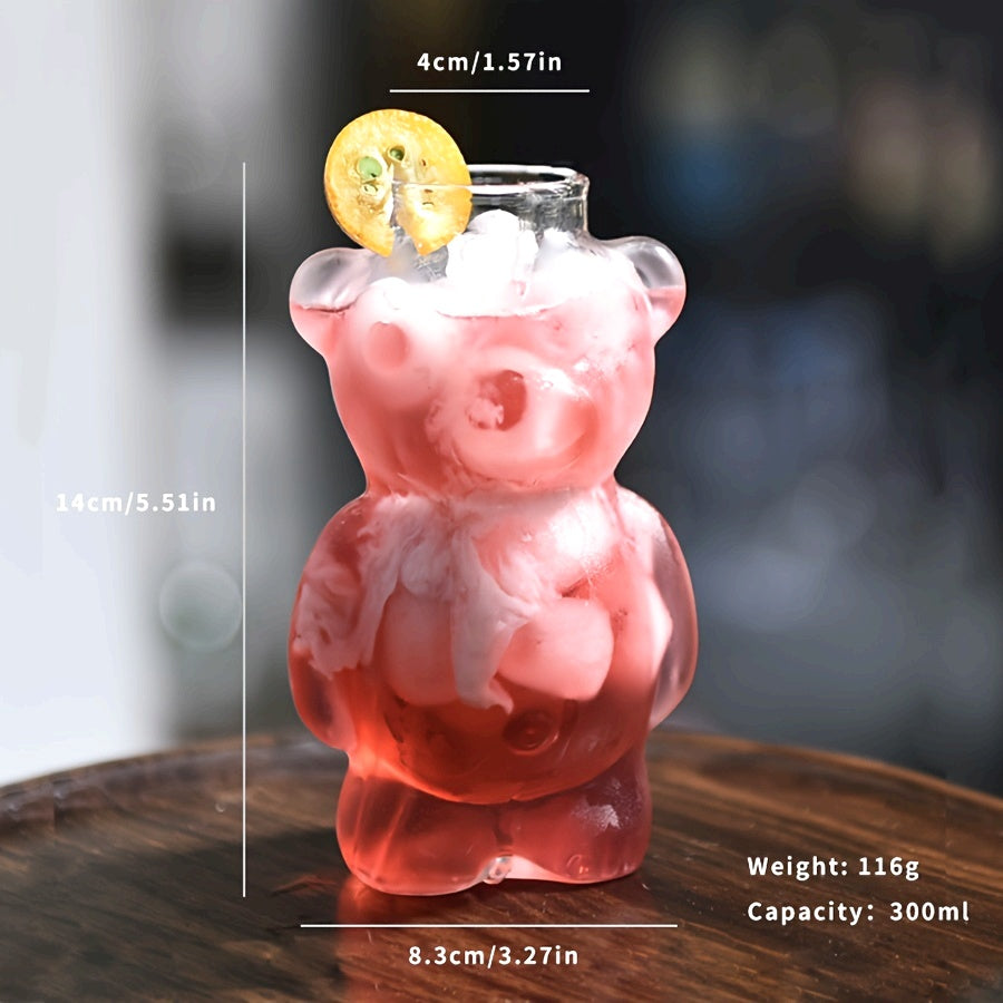 [Reusable Insulated Bear Cocktail Cup] Adorable Glass Bear Cocktail Cup - Perfect for Home Use, Hand Wash Only, Insulated, Reusable