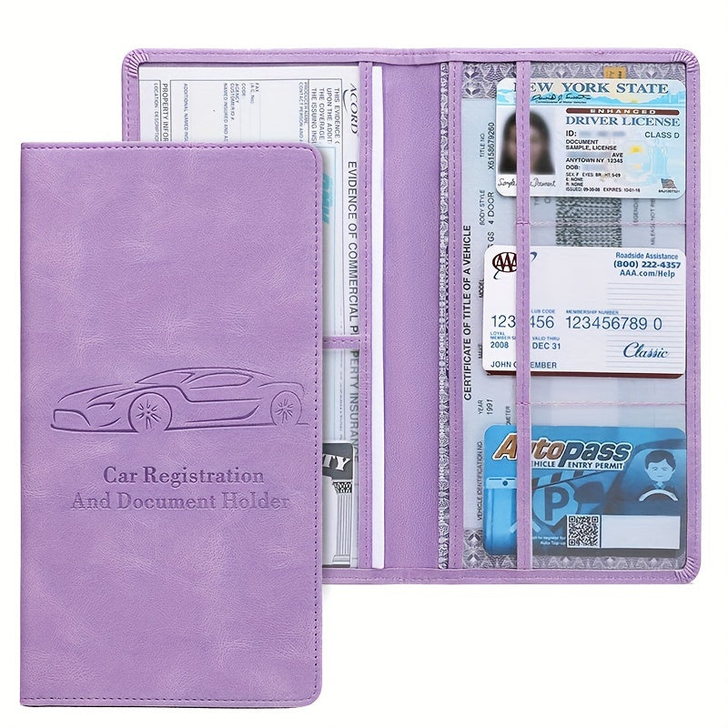 [Car Document Protector] Easy Access Car Registration and Insurance Card Holder - Vehicle Glove Box Paperwork Organizer for Men and Women