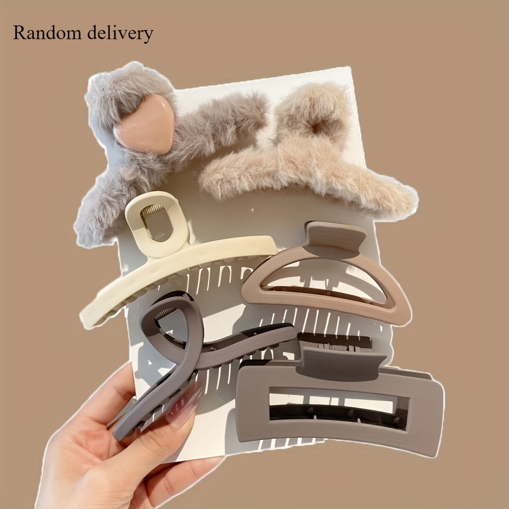 Winter Plush Large Claw Clip for Women's Hair New Style Girl's Curly Hair Shark Clip Hair Accessory