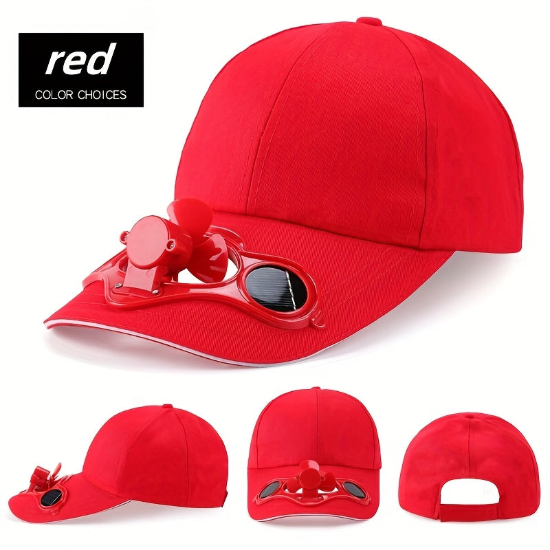 [Solar Powered] Solar-Powered Fan Baseball Cap | Black, Breathable & Comfortable | Summer Hat with Integrated Fan | Outdoor Sports & Travel | Durable Headgear | Without Battery