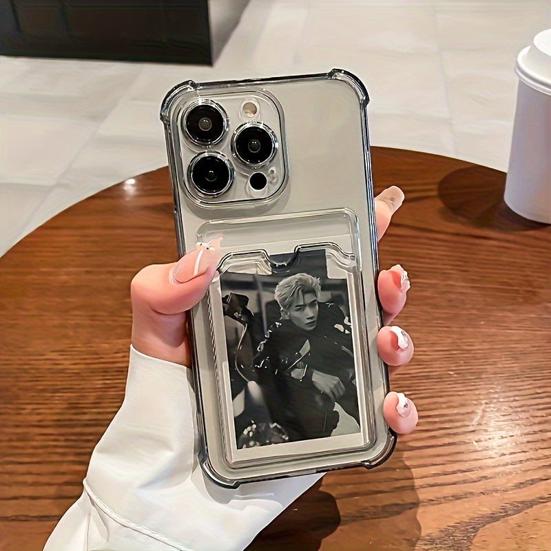 [Shockproof] Transparent TPU Phone Case | Durable | TPU | Clear Shockproof Back Cover, Card Slot | Compatible with Iphone 15/14/13/12/11 Series - Iphone 11/11 Pro/11 Pro Max/12/12 Pro/12 Pro Max/13/13 Pro/13 Pro Max/14/14 Plus/14 Pro/14 Pro Max/15/15 Plus