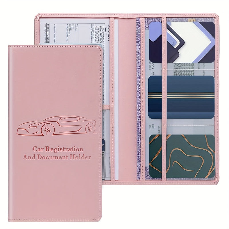 [Car Document Protector] Easy Access Car Registration and Insurance Card Holder - Vehicle Glove Box Paperwork Organizer for Men and Women