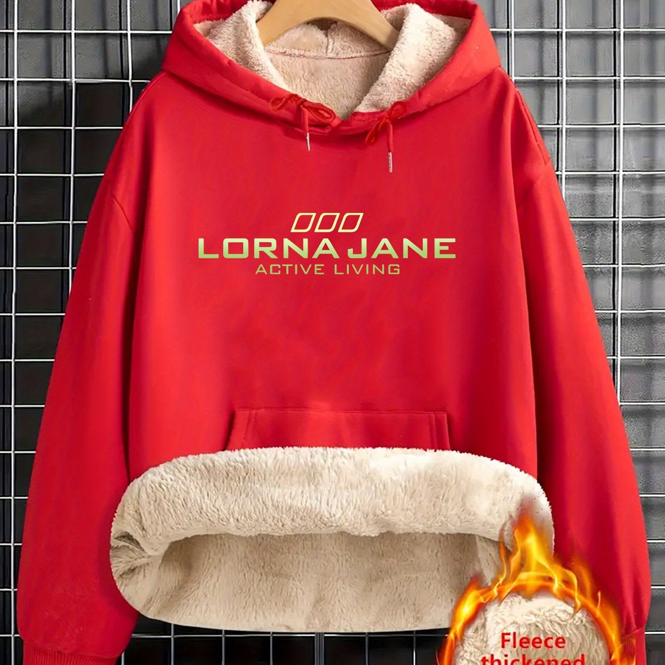 1pc Stylish Green "Lorna Jane" Letter Print Hoodie for Women - Cozy Long Sleeve Pullover with Pockets, Casual Fall/Winter Sweatshirt, Perfect Holiday Gift, Casual Wear Hoodie | Trendy Women'S Hoodie | Texture