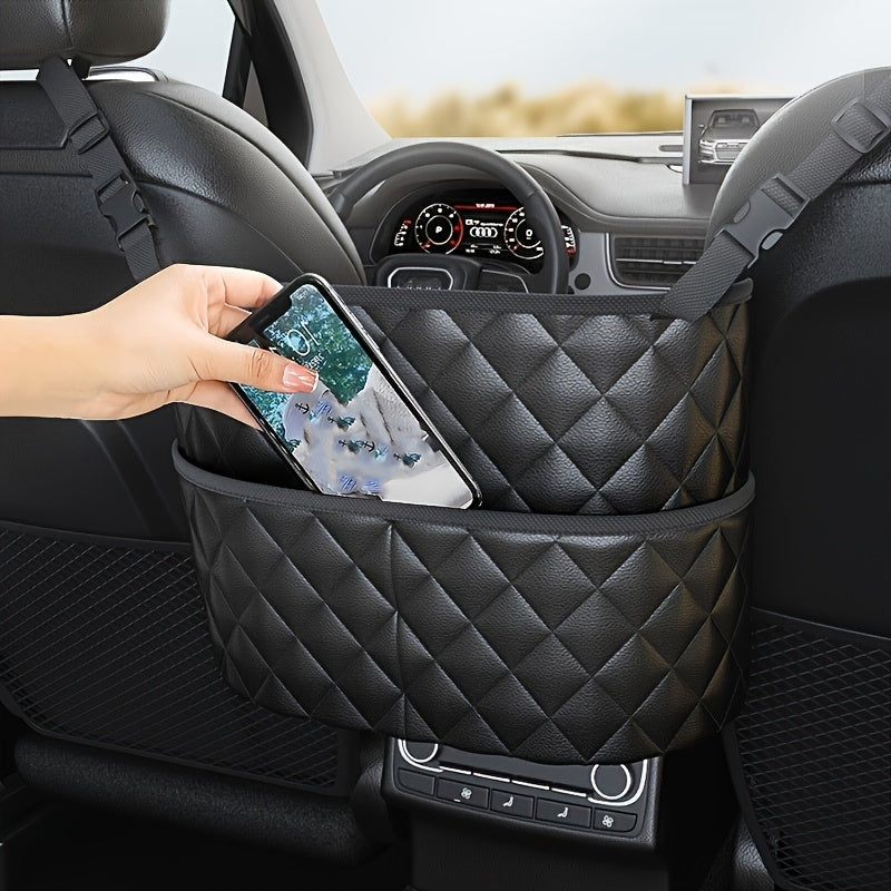 Spacious Luxury Faux Leather Car Seat Organizer - Hanging Mount Back Seat Storage with Multiple Compartments - Ideal for Family Cars, Travel & Daily Use