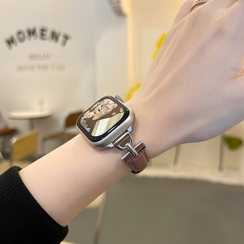 [For Apple Watch Synthetic Leather] Synthetic Leather Smartwatch Band for Apple Watch Series SE, 8, 7, 6, 5, 4, 3, Ultra - Fashionable D-Buckle Design, High-End Niche Creative Replacement Strap