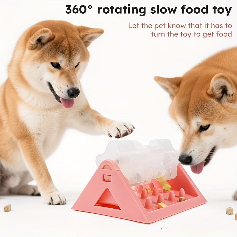 Interactive Dog Food Dispenser Toy - Automatic Treat Dispensing Puzzle Feeder for Mental Stimulation & Digestive Health, Durable PP Plastic Slow Feeder with Triangular Design, Green Pet Enrichment Activity Toy, Dog Treat Dispensing Toy, Triangular Food Sl