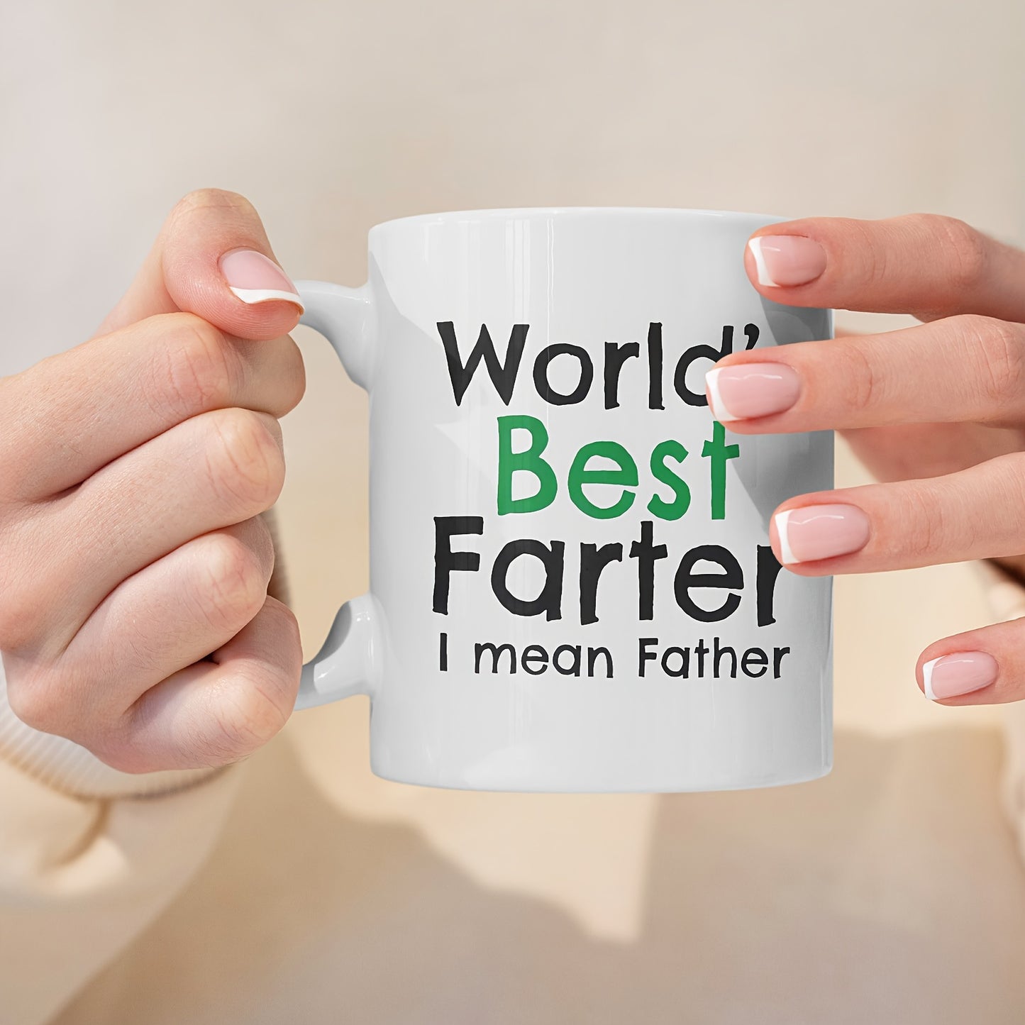 [Best Father] Letter Printing Ceramic Coffee Cup | 1pc | Ceramic | Unique | Coffee | Father's Day Birthday, Holiday, Party, Christmas | Best Gift for Dad