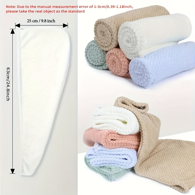 2-Pack Super Absorbent Microfiber Hair Towels, 300GSM Soft Quick-Dry Hair Drying Cap for Normal Hair, Unscented Curl Enhancing Textured Hair Wrap Turban, Easy Button-Fastening Design for Bathroom Accessories