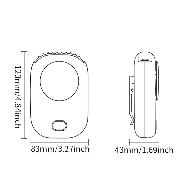 1pc Portable Three-Speed USB Fan with Waist-Hanging and Desktop Stand, Power Display, and Leafless Design