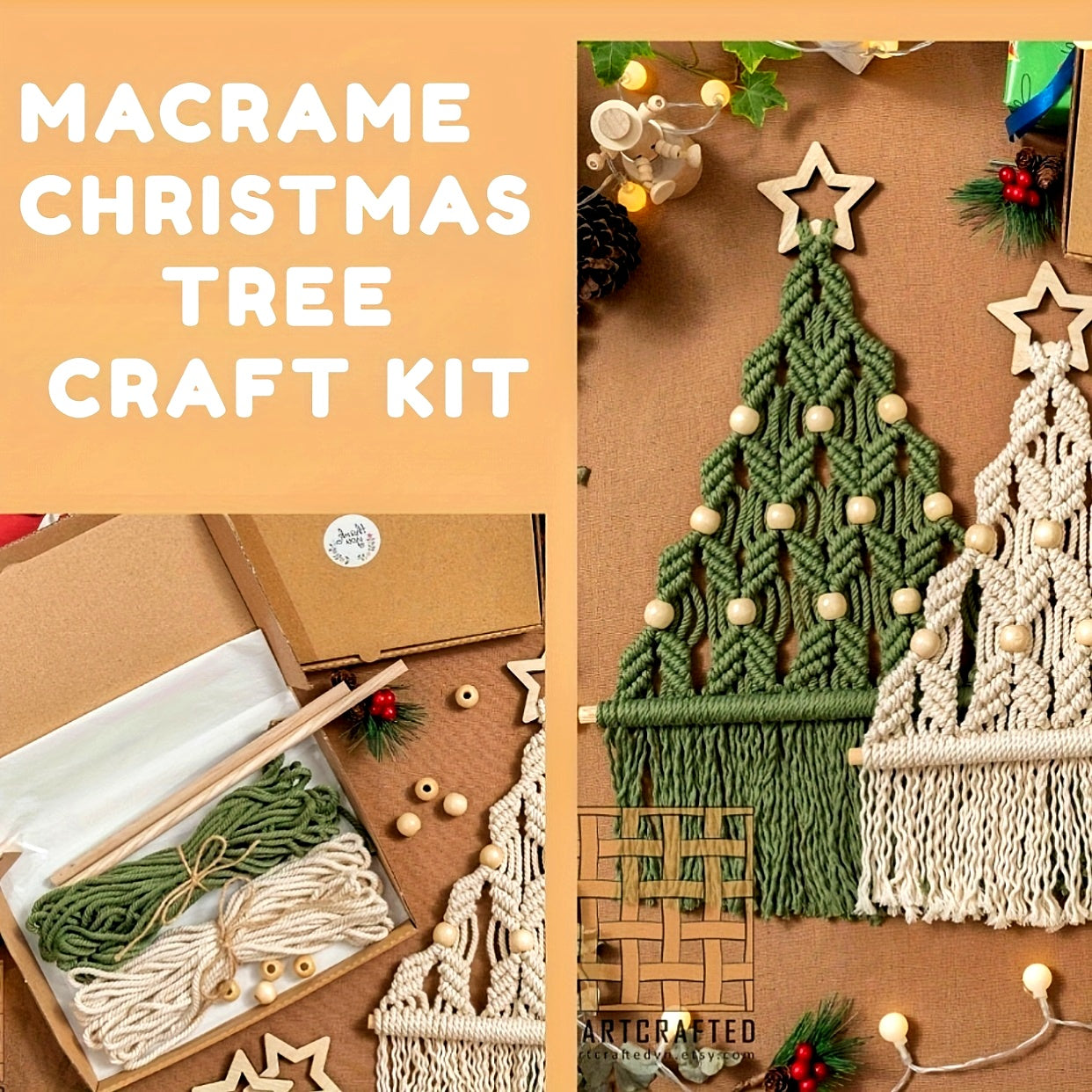 2pcs Woven Christmas Tree DIY Kit Christmas Crafts Gift Kit Suitable For Family And Friends Perfect Holiday Gift
