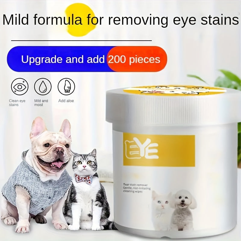 200 Pieces Durable Polyester Pet Eye Wet Wipes: Cat Eye Cleaner Removing Tear Stains, Safe for Cats