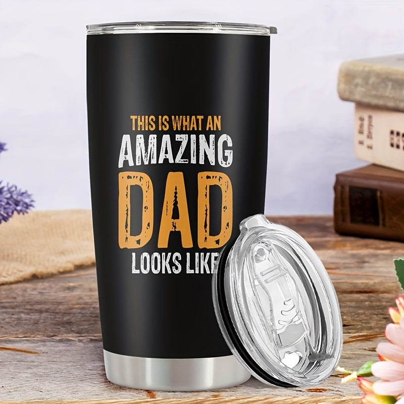 1pc, Father's Day Gifts 20oz Tumbler Gifts for Dad, AMAZING DAD Funny Print Gifts for Daddy Papa From Daughter Son Wife Birthday Fathers Day 20oz Stainless Steel Tumbler Travel Coffee Mug Cup Grandfather Husband Men Present