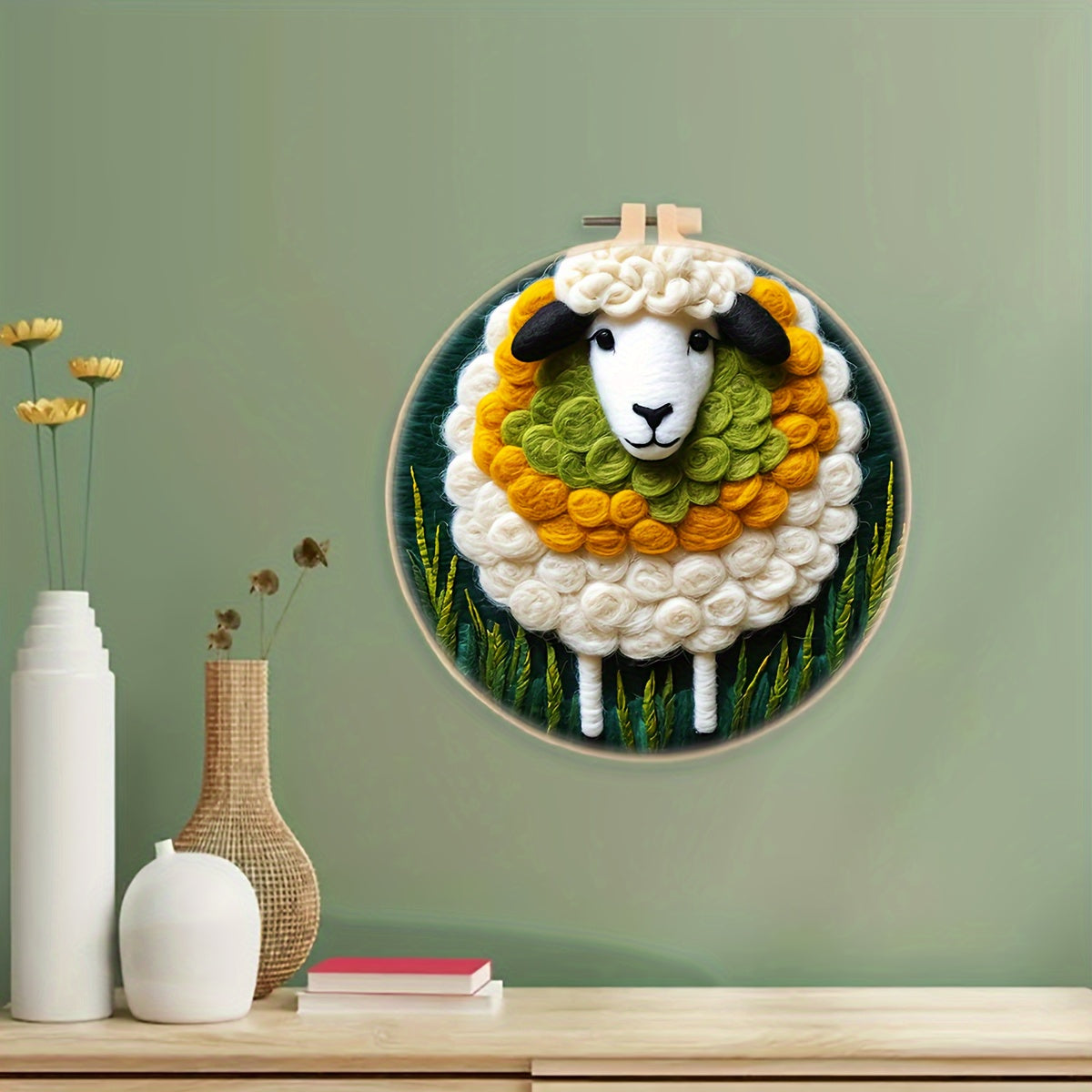 20Cm/7.87In Felt Koala Needle Felting Kit: DIY Fleece Felt Art with Hoop, Needles, Cloth, and Instruction Manual for Beginners and Home Decor