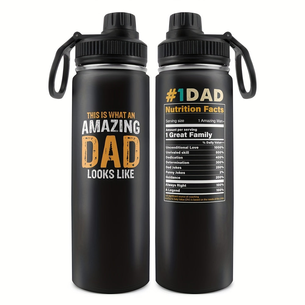 1pc, Father's Day Gifts 20oz Tumbler Gifts for Dad, AMAZING DAD Funny Print Gifts for Daddy Papa From Daughter Son Wife Birthday Fathers Day 20oz Stainless Steel Tumbler Travel Coffee Mug Cup Grandfather Husband Men Present