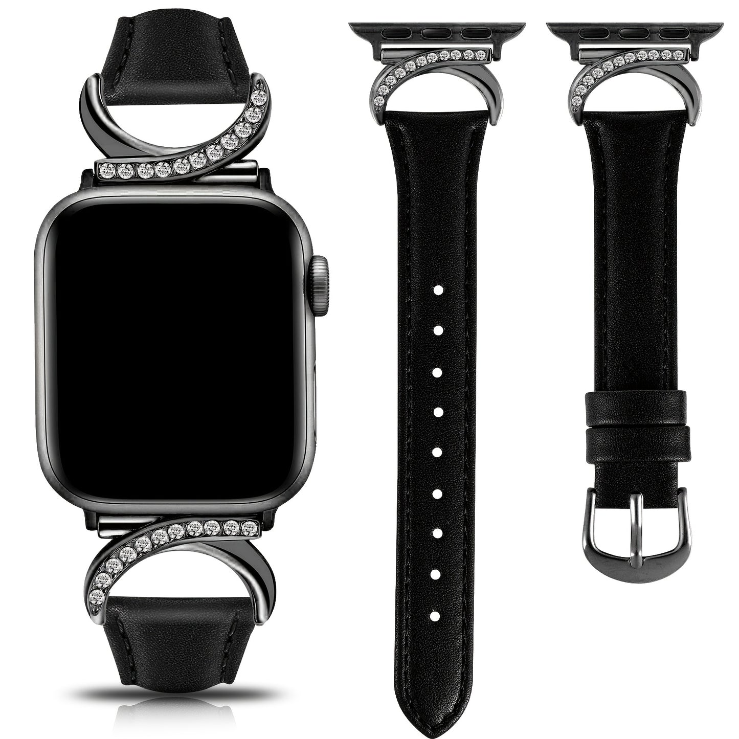 Apple Watch Leather Strap - Ultra-thin Delicate C-shaped Golden Buckle - 41mm 40mm 38mm 42mm 44mm 45mm 46mm 49mm Replacement for Series 10 9 Ultra SE 8 7 6 5 4 3 2 1