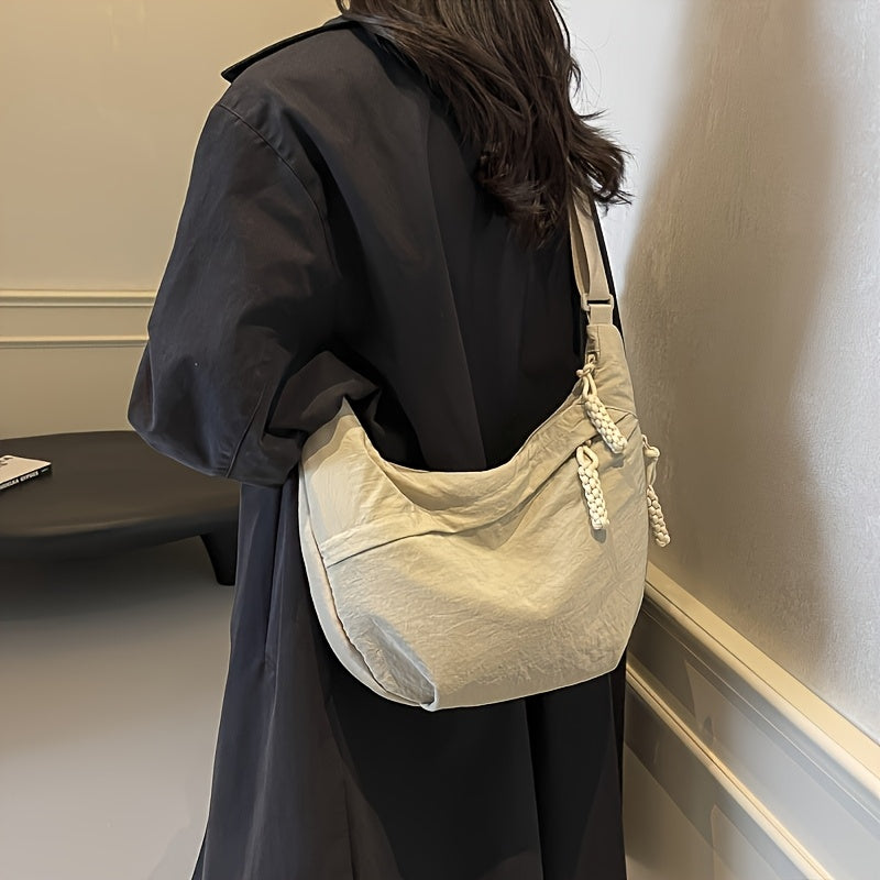 [Chic Crossbody Bag] Durable & Lightweight Crossbody Bag | Chic Nylon Solid Colors, Multiple Pockets, Adjustable Strap, Suitable for Outdoor Activities, Commute, And School
